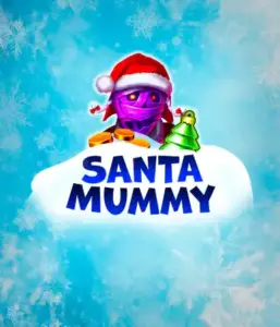  Discover the quirky "Santa Mummy" slot game by Belatra, featuring a mummified Santa dressed in festive holiday attire. This eye-catching image presents the mummy with a vivid purple hue, wearing a Santa hat, against a backdrop of snowy blue and icy snowflakes. The game's title, "Santa Mummy," is boldly written in large, frost-like blue letters.